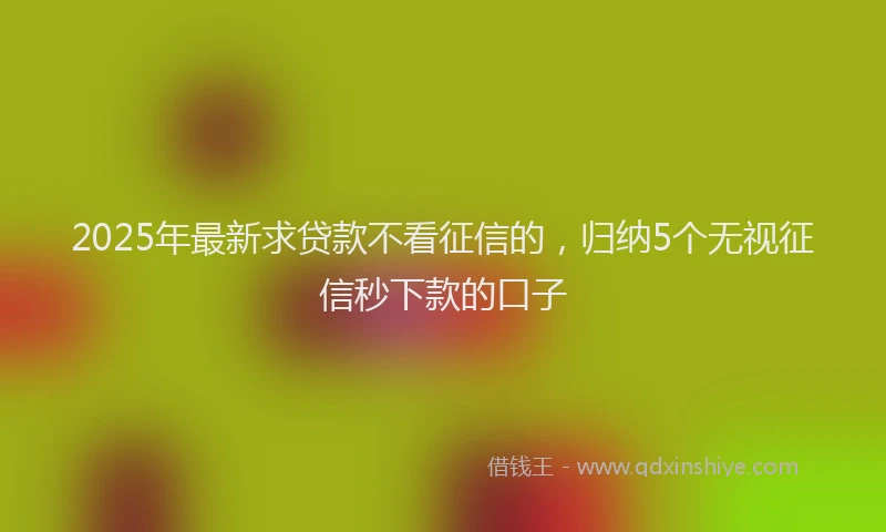 2025年最新求贷款不看征信的，归纳5个无视征信秒下款的口子