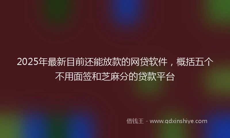 2025年最新目前还能放款的网贷软件，概括五个不用面签和芝麻分的贷款平台
