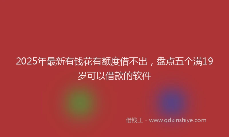 2025年最新有钱花有额度借不出，盘点五个满19岁可以借款的软件