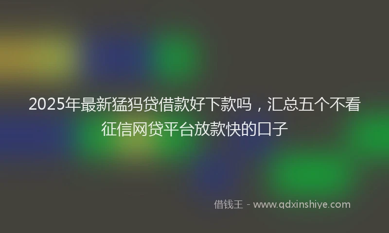 2025年最新猛犸贷借款好下款吗，汇总五个不看征信网贷平台放款快的口子