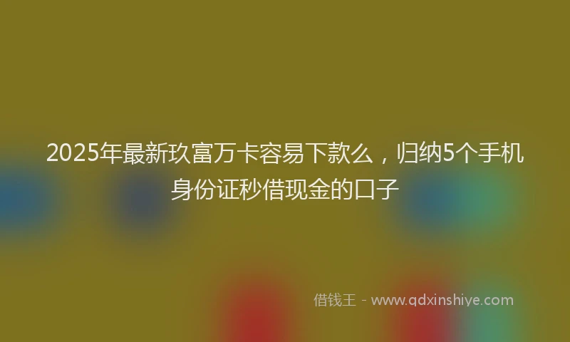 2025年最新玖富万卡容易下款么，归纳5个手机身份证秒借现金的口子