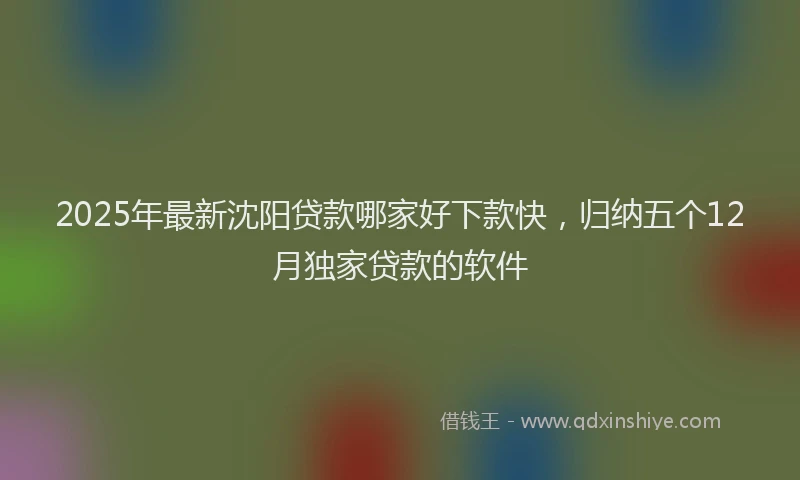 2025年最新沈阳贷款哪家好下款快，归纳五个12月独家贷款的软件