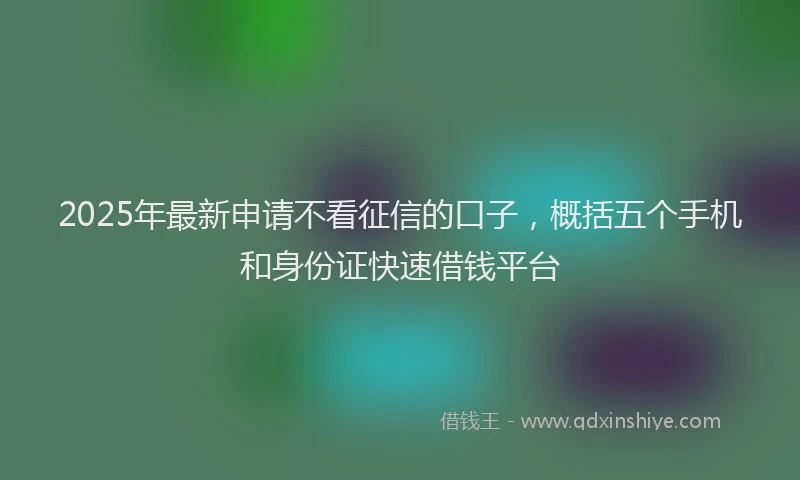2025年最新申请不看征信的口子，概括五个手机和身份证快速借钱平台