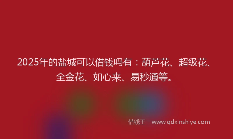 2025年的盐城可以借钱吗有：葫芦花、超级花、全金花、如心来、易秒通等。