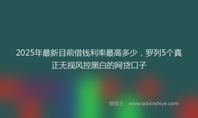 2025年最新目前借钱利率最高多少，罗列5个真正无视风控黑白的网贷口子
