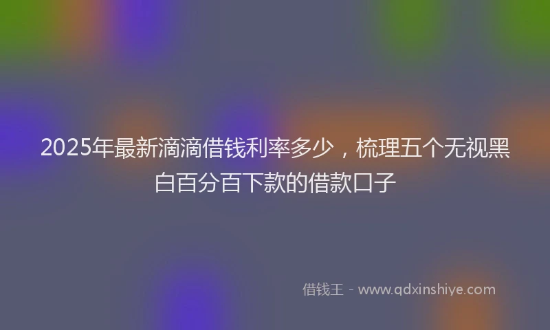2025年最新滴滴借钱利率多少，梳理五个无视黑白百分百下款的借款口子