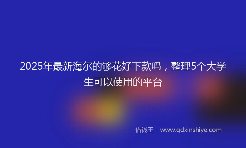 2025年最新海尔的够花好下款吗，整理5个大学生可以使用的平台