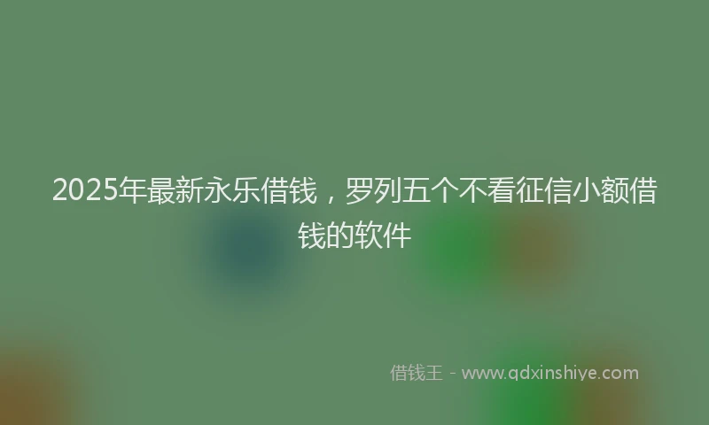 2025年最新永乐借钱，罗列五个不看征信小额借钱的软件
