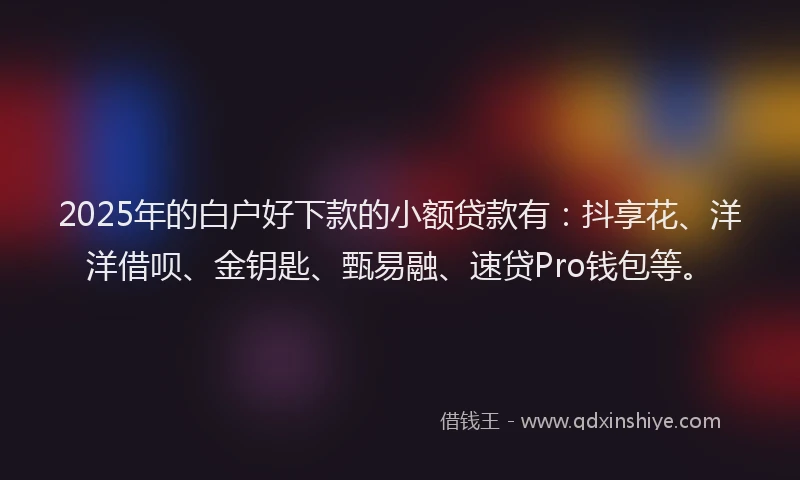 2025年的白户好下款的小额贷款有：抖享花、洋洋借呗、金钥匙、甄易融、速贷Pro钱包等。
