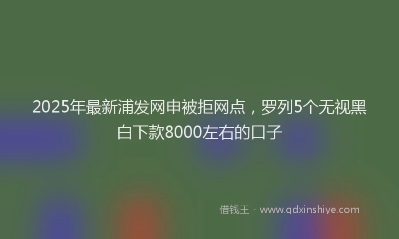 2025年最新浦发网申被拒网点，罗列5个无视黑白下款8000左右的口子