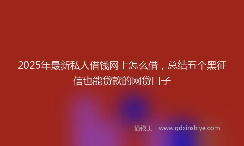 2025年最新私人借钱网上怎么借，总结五个黑征信也能贷款的网贷口子