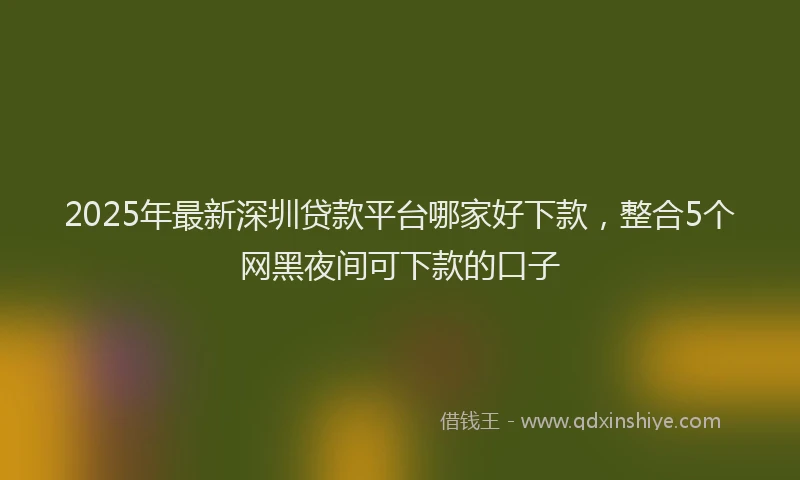 2025年最新深圳贷款平台哪家好下款，整合5个网黑夜间可下款的口子