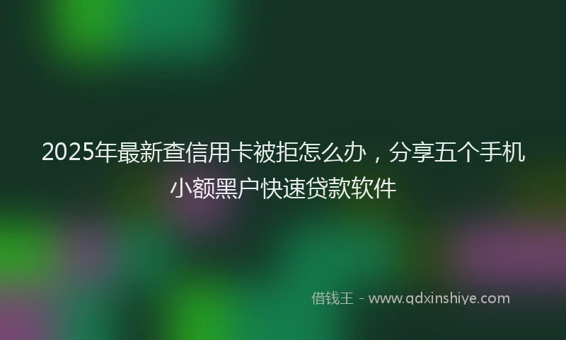 2025年最新查信用卡被拒怎么办，分享五个手机小额黑户快速贷款软件