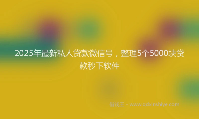 2025年最新私人贷款微信号，整理5个5000块贷款秒下软件