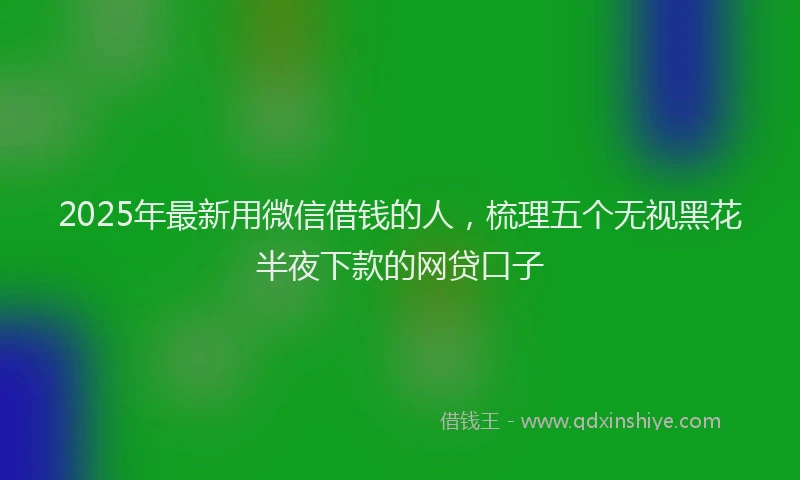 2025年最新用微信借钱的人，梳理五个无视黑花半夜下款的网贷口子