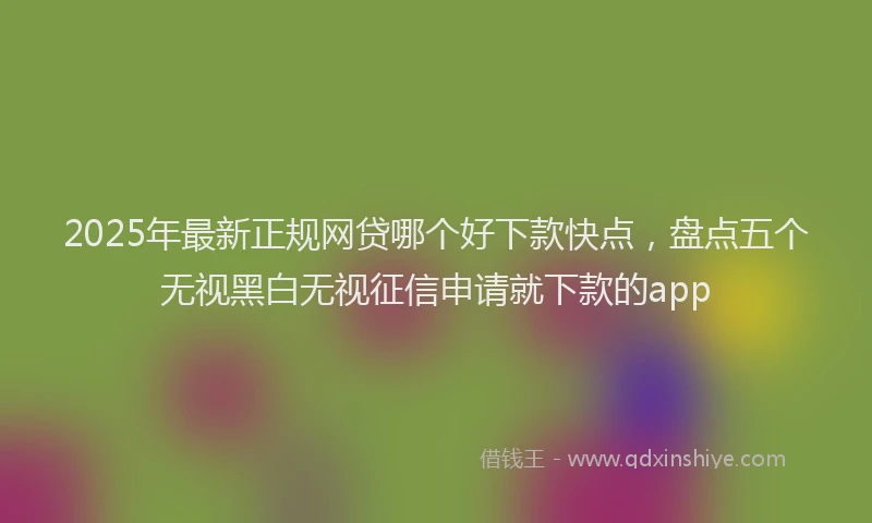 2025年最新正规网贷哪个好下款快点，盘点五个无视黑白无视征信申请就下款的app