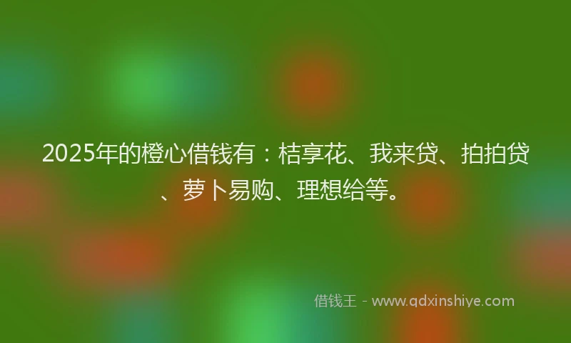 2025年的橙心借钱有：桔享花、我来贷、拍拍贷、萝卜易购、理想给等。