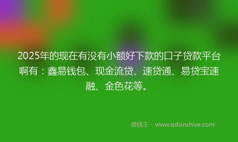 2025年的现在有没有小额好下款的口子贷款平台啊有：鑫易钱包、现金流贷、速贷通、易贷宝速融、金色花等。