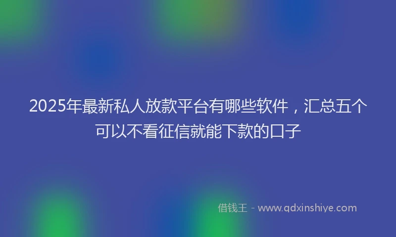 2025年最新私人放款平台有哪些软件，汇总五个可以不看征信就能下款的口子