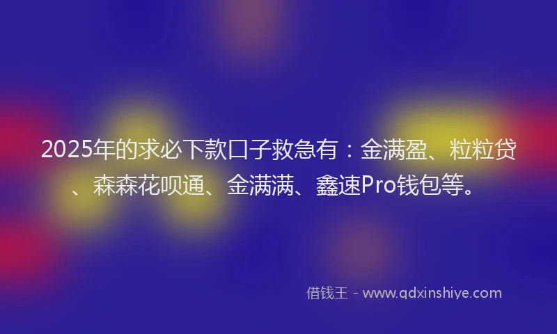 2025年的求必下款口子救急有：金满盈、粒粒贷、森森花呗通、金满满、鑫速Pro钱包等。