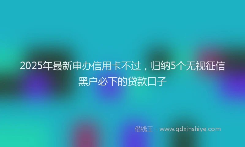 2025年最新申办信用卡不过，归纳5个无视征信黑户必下的贷款口子