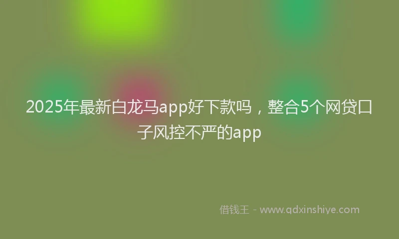 2025年最新白龙马app好下款吗，整合5个网贷口子风控不严的app