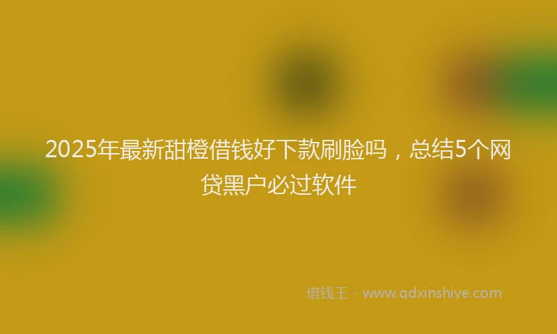 2025年最新甜橙借钱好下款刷脸吗，总结5个网贷黑户必过软件