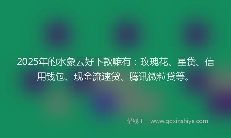2025年的水象云好下款嘛有：玫瑰花、星贷、信用钱包、现金流速贷、腾讯微粒贷等。