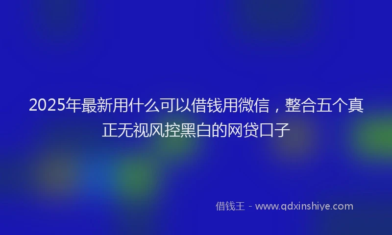 2025年最新用什么可以借钱用微信，整合五个真正无视风控黑白的网贷口子