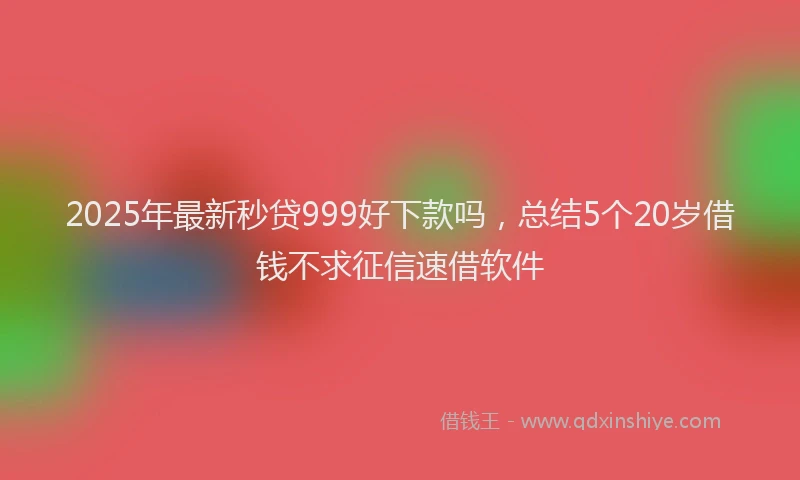 2025年最新秒贷999好下款吗，总结5个20岁借钱不求征信速借软件