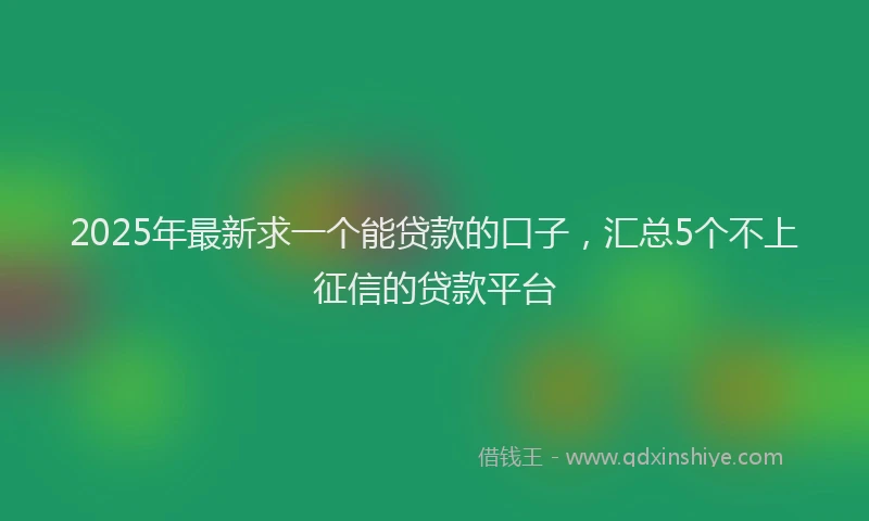2025年最新求一个能贷款的口子，汇总5个不上征信的贷款平台