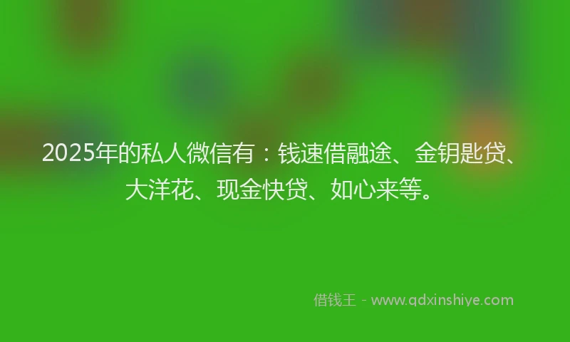 2025年的私人微信有:钱速借融途、金钥匙贷、大洋花、现金快贷、如心来等。