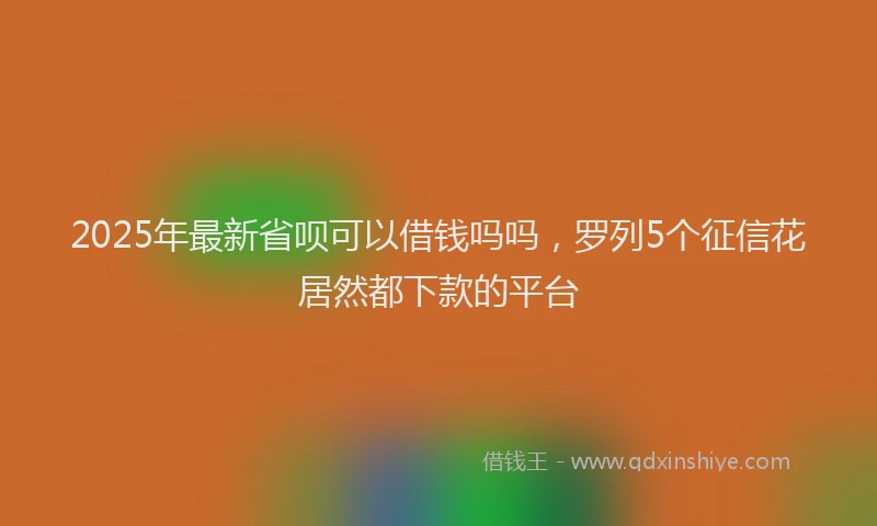 2025年最新省呗可以借钱吗吗，罗列5个征信花居然都下款的平台