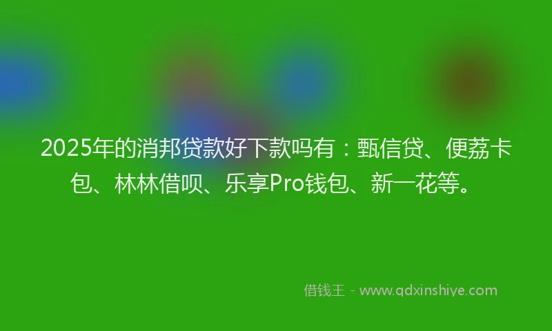 2025年的消邦贷款好下款吗有：甄信贷、便荔卡包、林林借呗、乐享Pro钱包、新一花等。