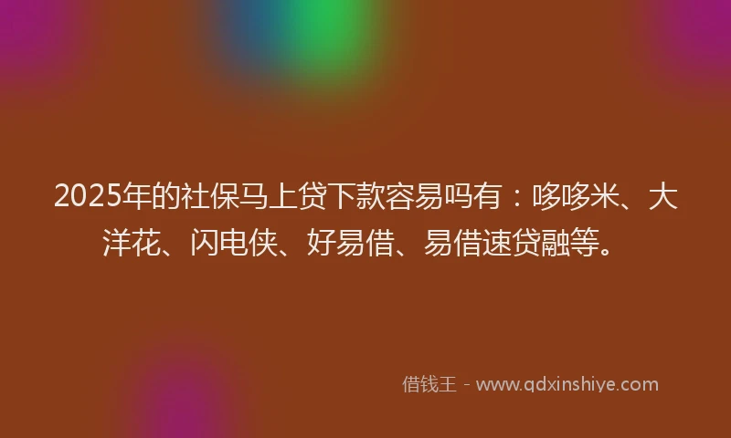2025年的社保马上贷下款容易吗有：哆哆米、大洋花、闪电侠、好易借、易借速贷融等。