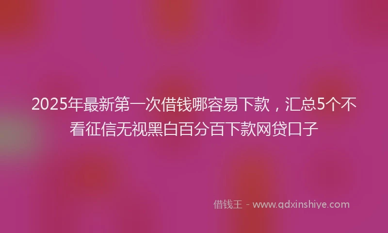 2025年最新第一次借钱哪容易下款，汇总5个不看征信无视黑白百分百下款网贷口子
