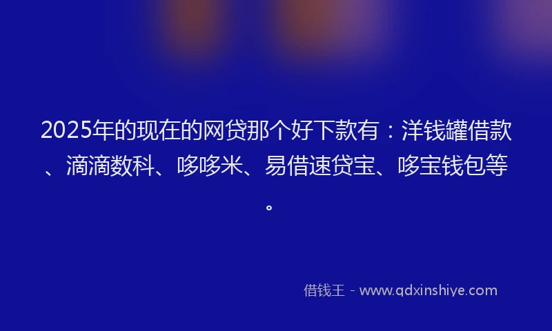 2025年的现在的网贷那个好下款有：洋钱罐借款、滴滴数科、哆哆米、易借速贷宝、哆宝钱包等。