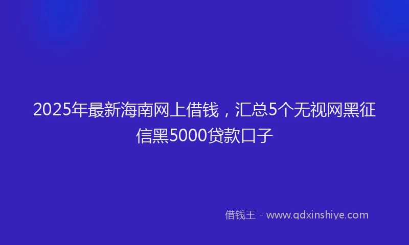 2025年最新海南网上借钱，汇总5个无视网黑征信黑5000贷款口子