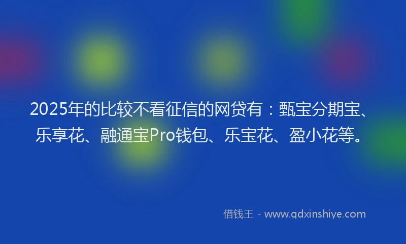 2025年的比较不看征信的网贷有：甄宝分期宝、乐享花、融通宝Pro钱包、乐宝花、盈小花等。