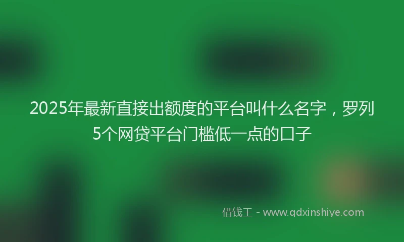 2025年最新直接出额度的平台叫什么名字，罗列5个网贷平台门槛低一点的口子