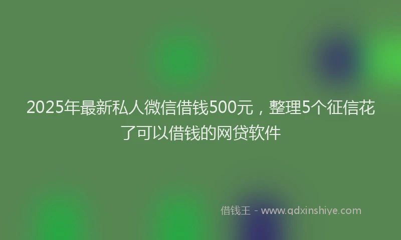 2025年最新私人微信借钱500元，整理5个征信花了可以借钱的网贷软件