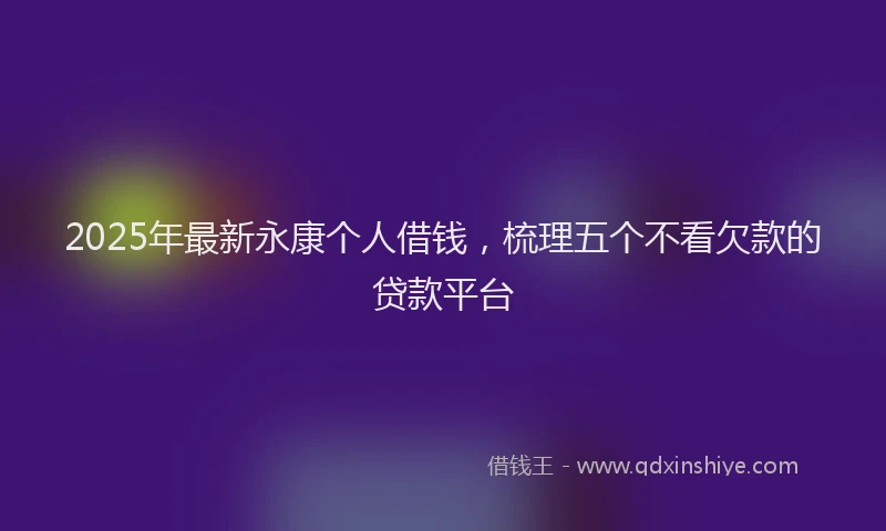 2025年最新永康个人借钱，梳理五个不看欠款的贷款平台