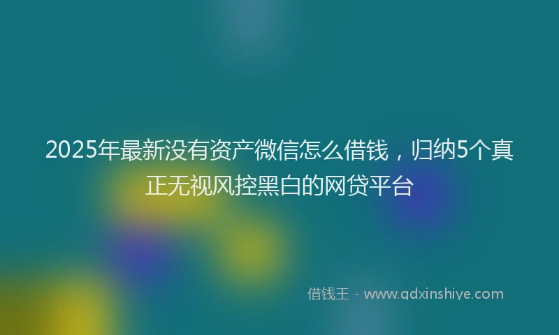 2025年最新没有资产微信怎么借钱，归纳5个真正无视风控黑白的网贷平台