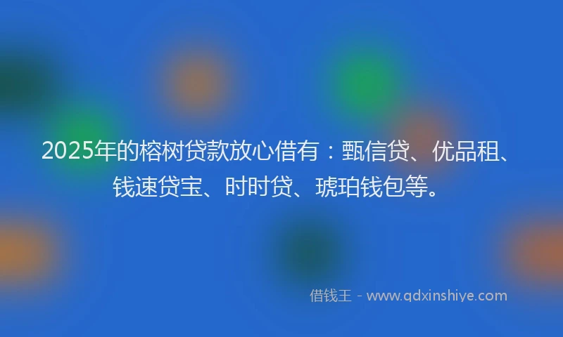 2025年的榕树贷款放心借有：甄信贷、优品租、钱速贷宝、时时贷、琥珀钱包等。