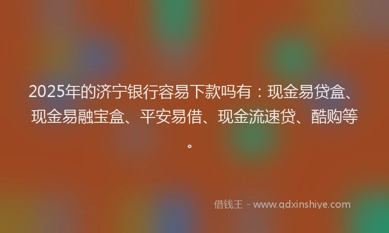 2025年的济宁银行容易下款吗有：现金易贷盒、现金易融宝盒、平安易借、现金流速贷、酷购等。
