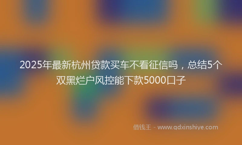 2025年最新杭州贷款买车不看征信吗，总结5个双黑烂户风控能下款5000口子
