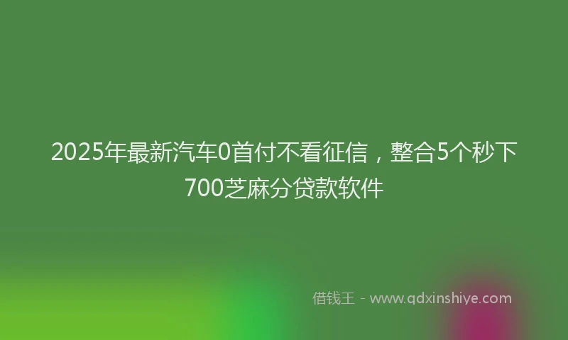 2025年最新汽车0首付不看征信，整合5个秒下700芝麻分贷款软件