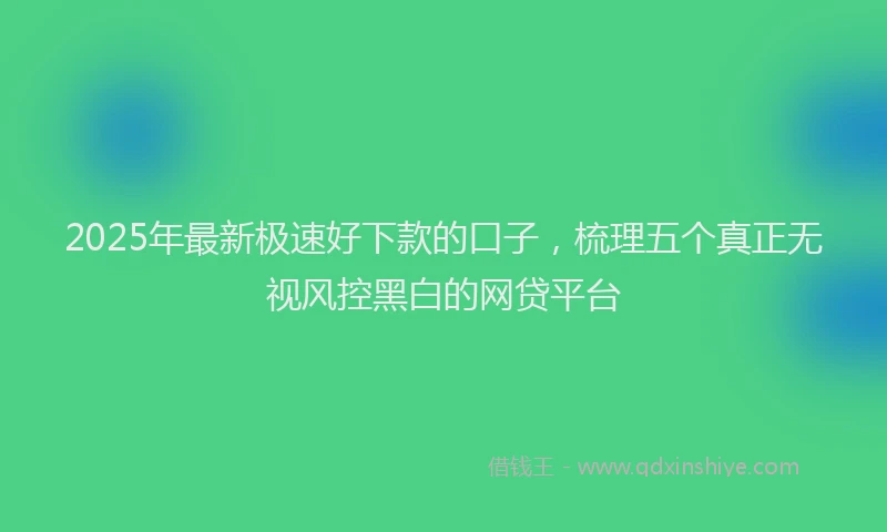 2025年最新极速好下款的口子，梳理五个真正无视风控黑白的网贷平台