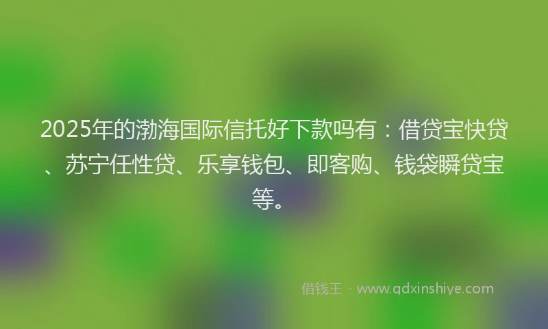2025年的渤海国际信托好下款吗有：借贷宝快贷、苏宁任性贷、乐享钱包、即客购、钱袋瞬贷宝等。