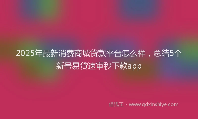 2025年最新消费商城贷款平台怎么样，总结5个新号易贷速审秒下款app